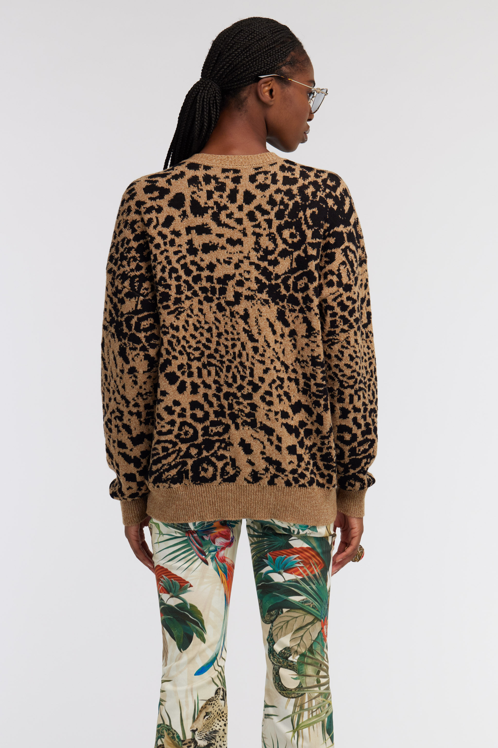 RC Sweater with Monogram RC and Jaguar Skin print Brown SKM605-MQ033