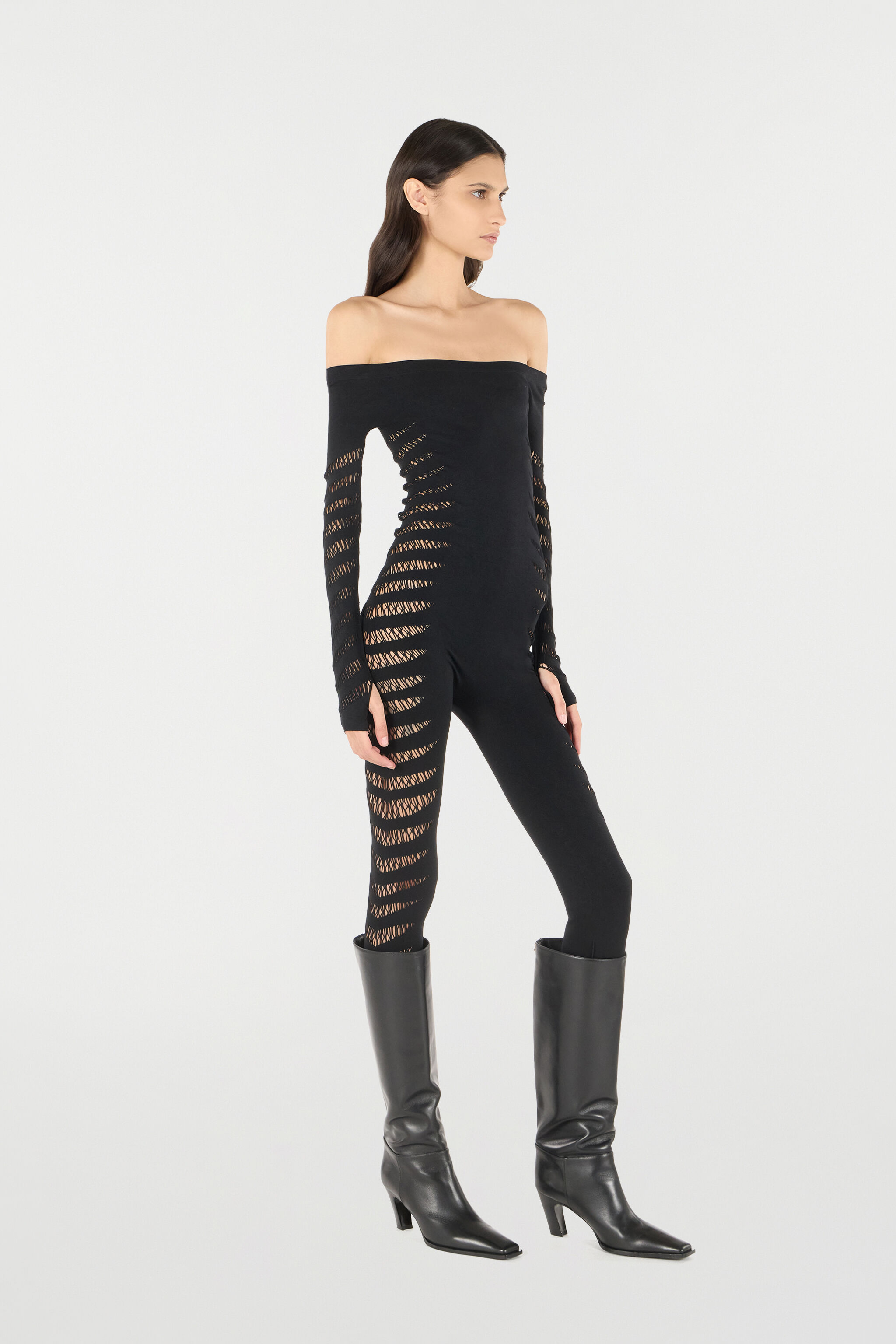 RC Jumpsuit With Perforated Zebra Pattern Black UKT150-MA001