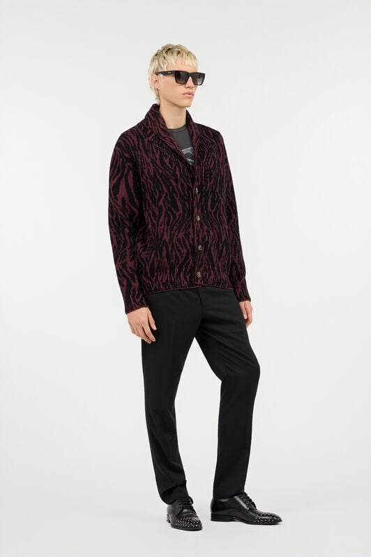 RC Cardigan In Misto Lana Stampa Animalier RED/BLACK ROM90F-MSS30