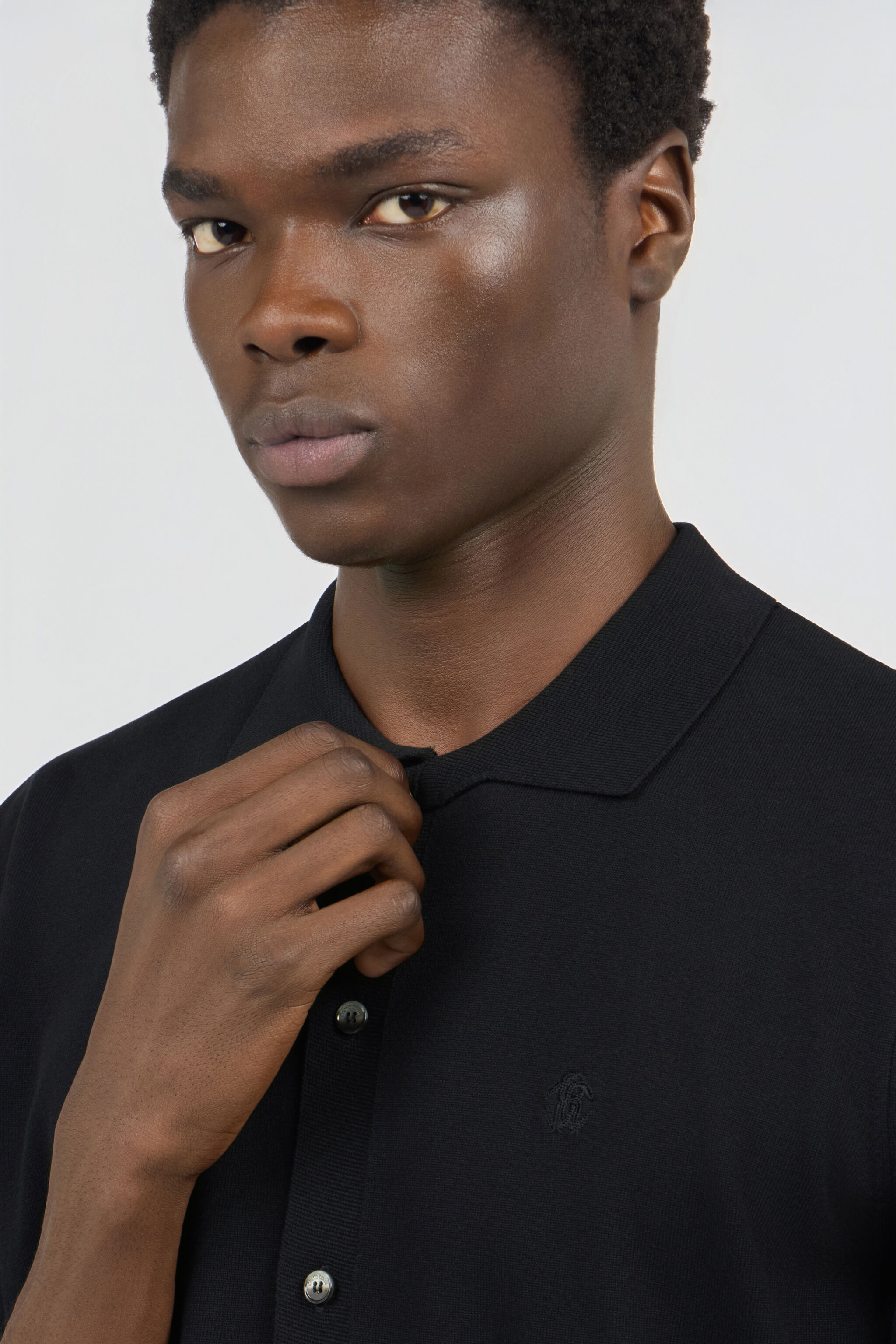 RC Polo Nera in Maglia con Monogram RC BLACK SOT71D-VI044