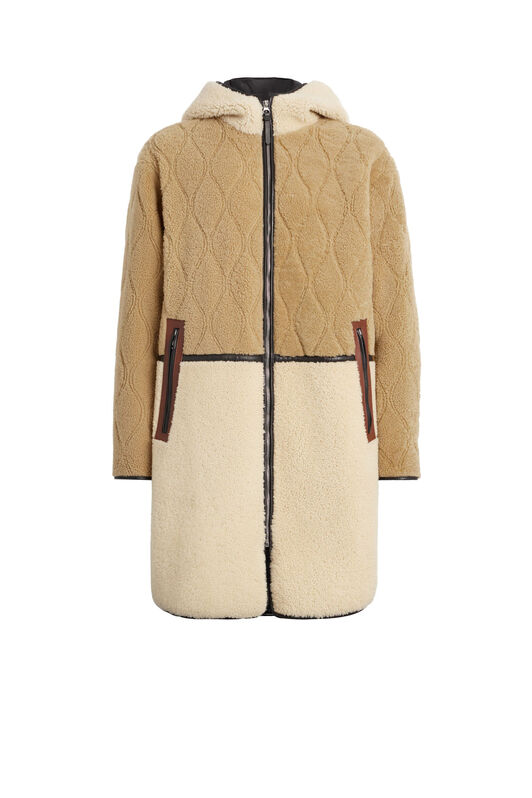 RC Reversible Lacon shearling parka CAMEL/IVORY JNP530-ZR002