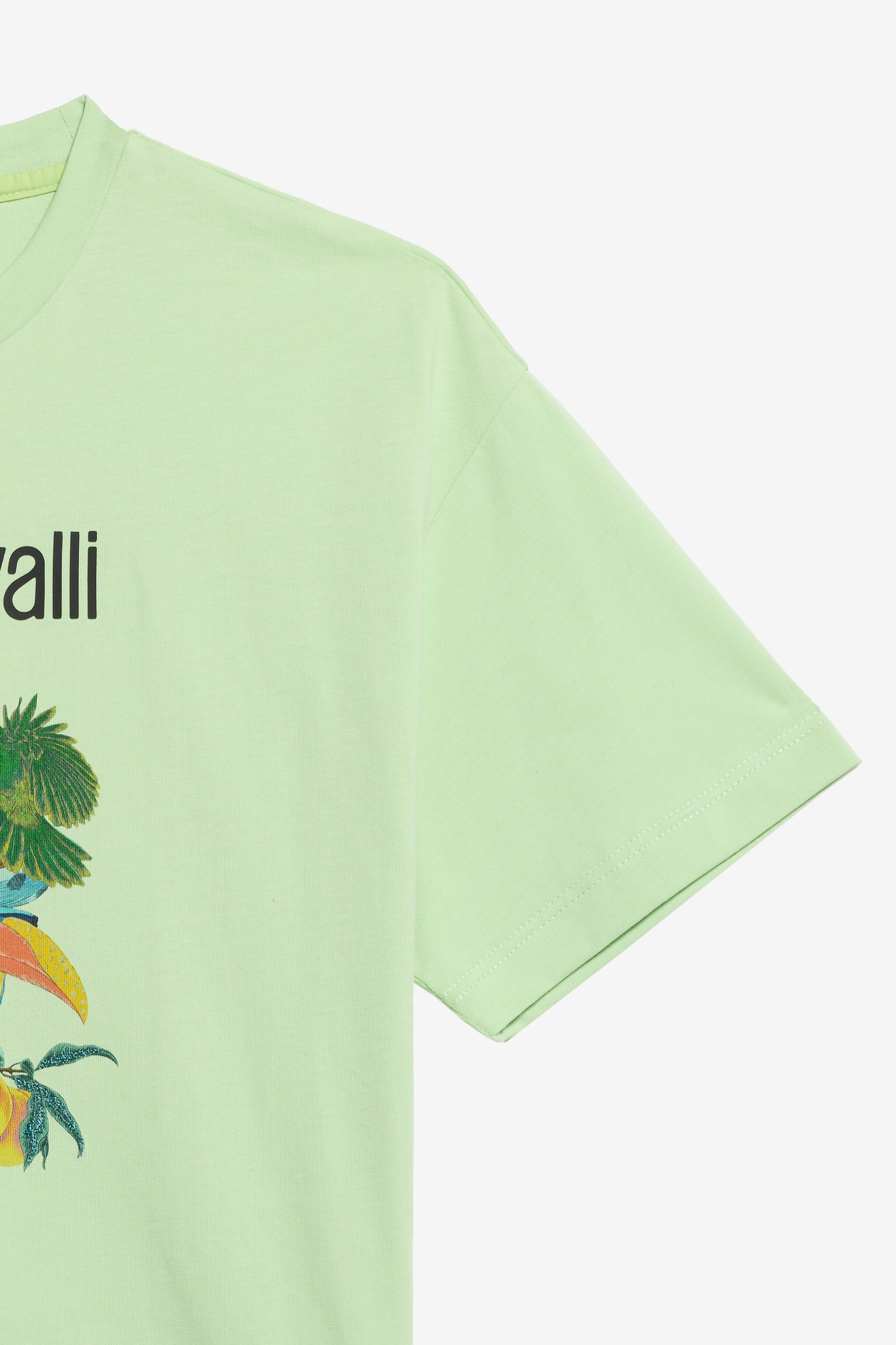 JU Hellgrünes T-Shirt mit Tropischem Druck GREEN LETTUCE WJT62D-JD001