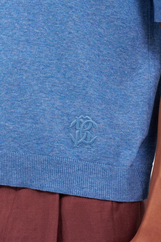 RC Blue Knit Polo Shirt with Embroidered Logo ENDLESS SKY WNM609-MG001