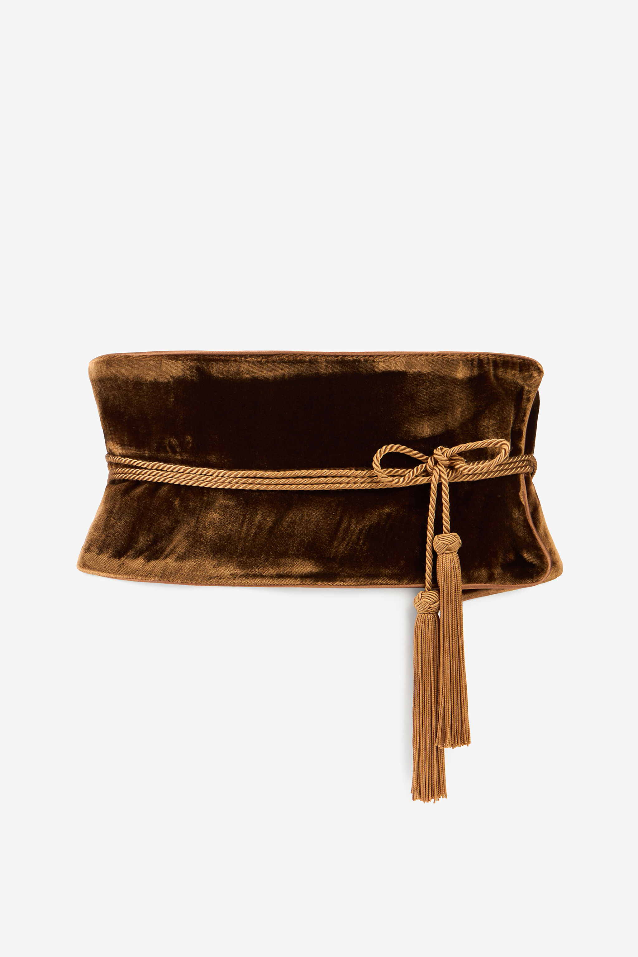 RC Cintura Corsetto Cioccolato In Velluto Con Nappe CHOCOLATE VKC009-VL075