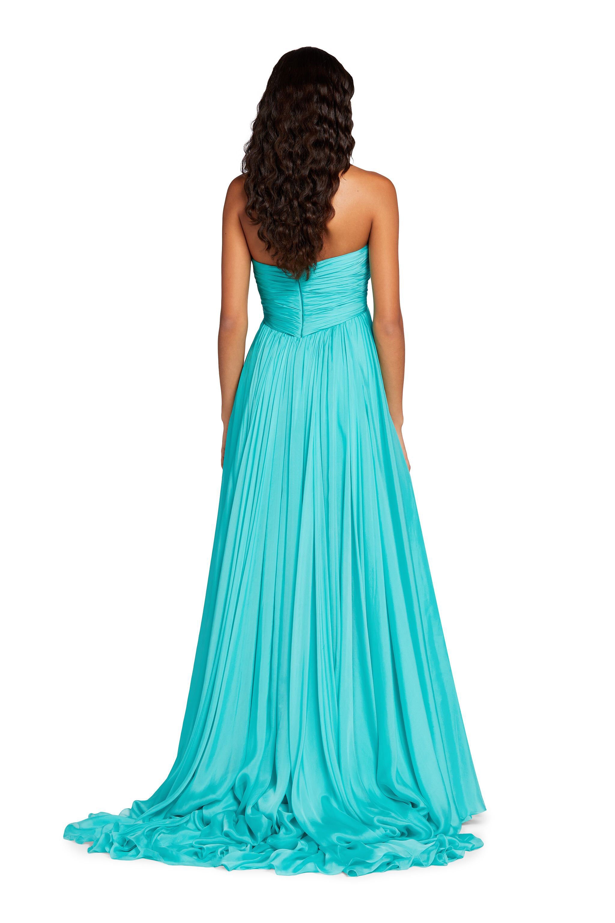 RC Strapless Silk Maxi Dress Light blue KCT102-CC031