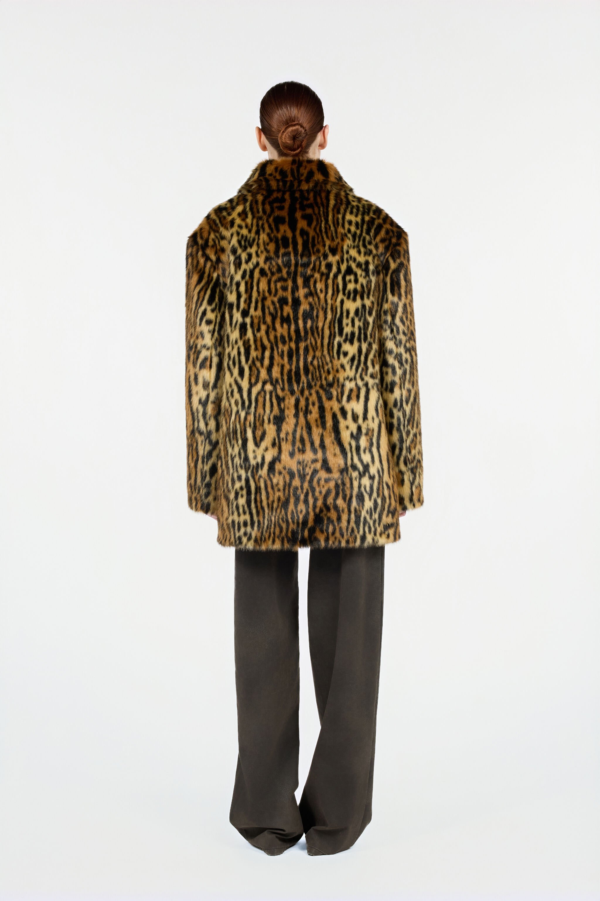 RC Roberto Cavalli Leopard Print Faux Fur Coat Brown VWT501-FT002