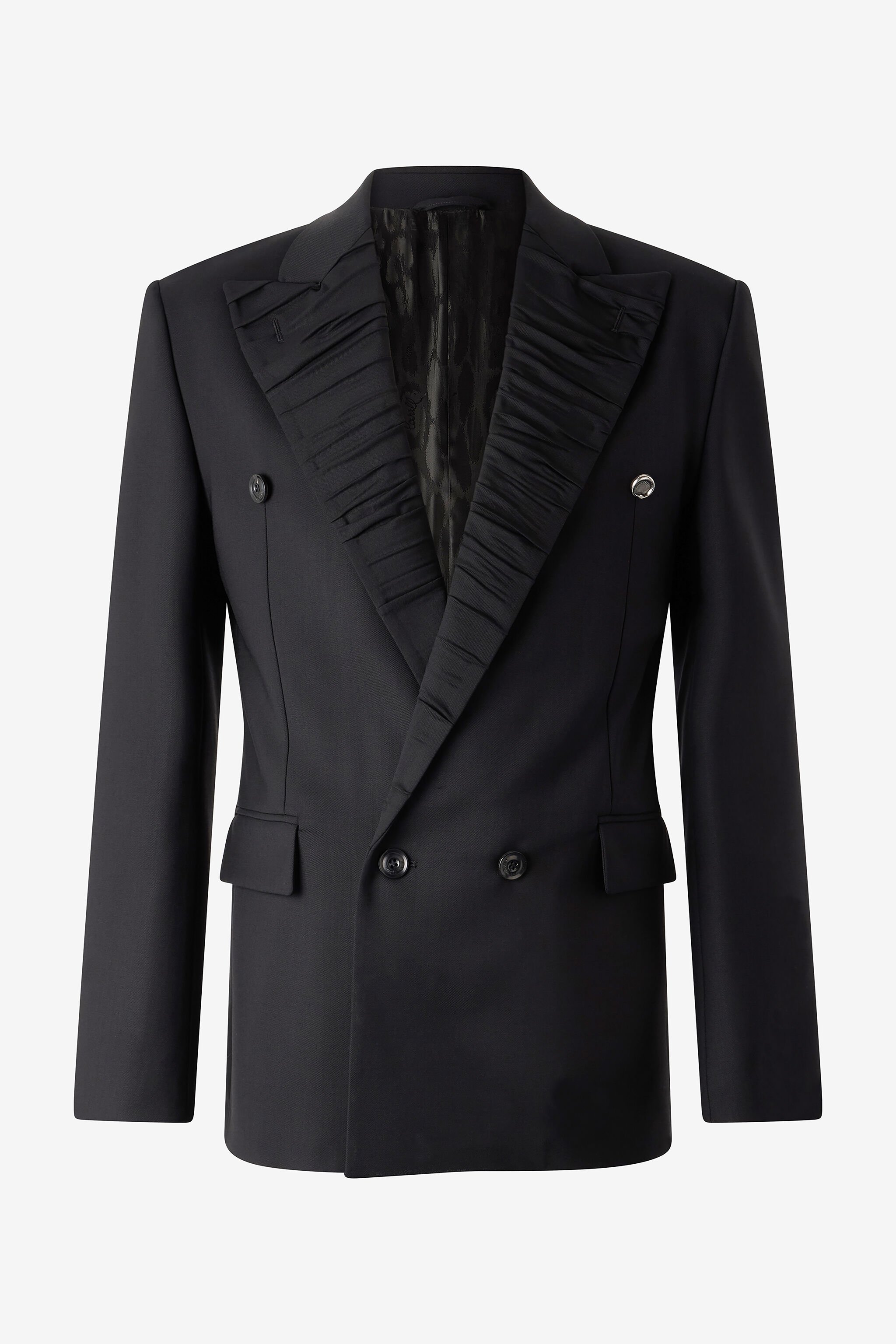 RC Double-Breasted Wool-Blend Blazer Black URT420-WP066