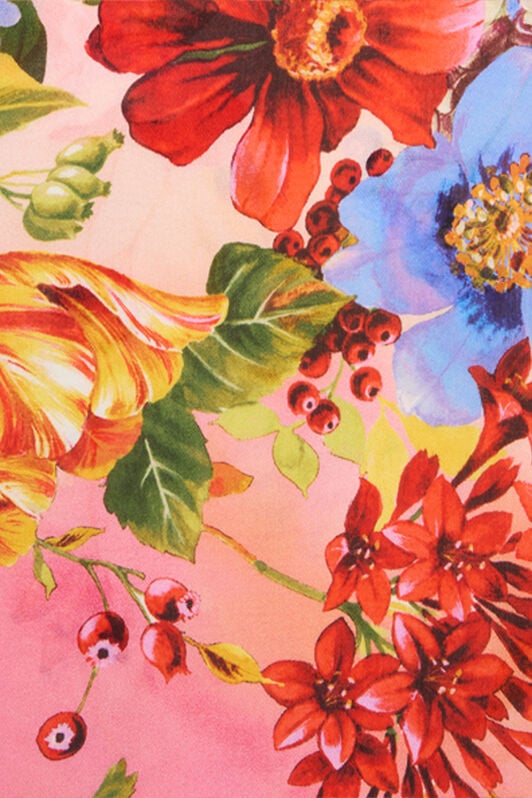 RC Silk stole with Miami Flowers print GREEN/FUCHSIA WQI001-HZR32