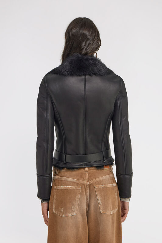 RC Shearling Biker Jacket Black TKP801-ZC002