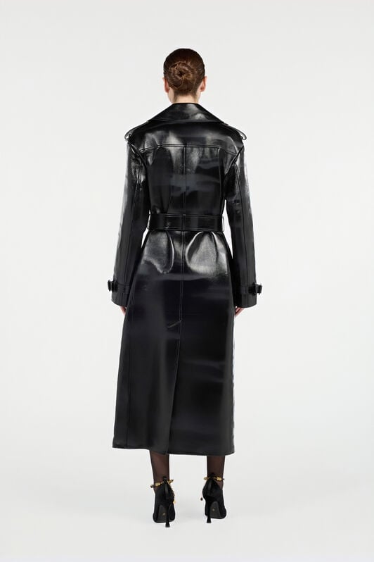 RC Black Genuine Leather Long Trench Coat RC Black Genuine Leather Long Trench Coat Black VWP500-PN001