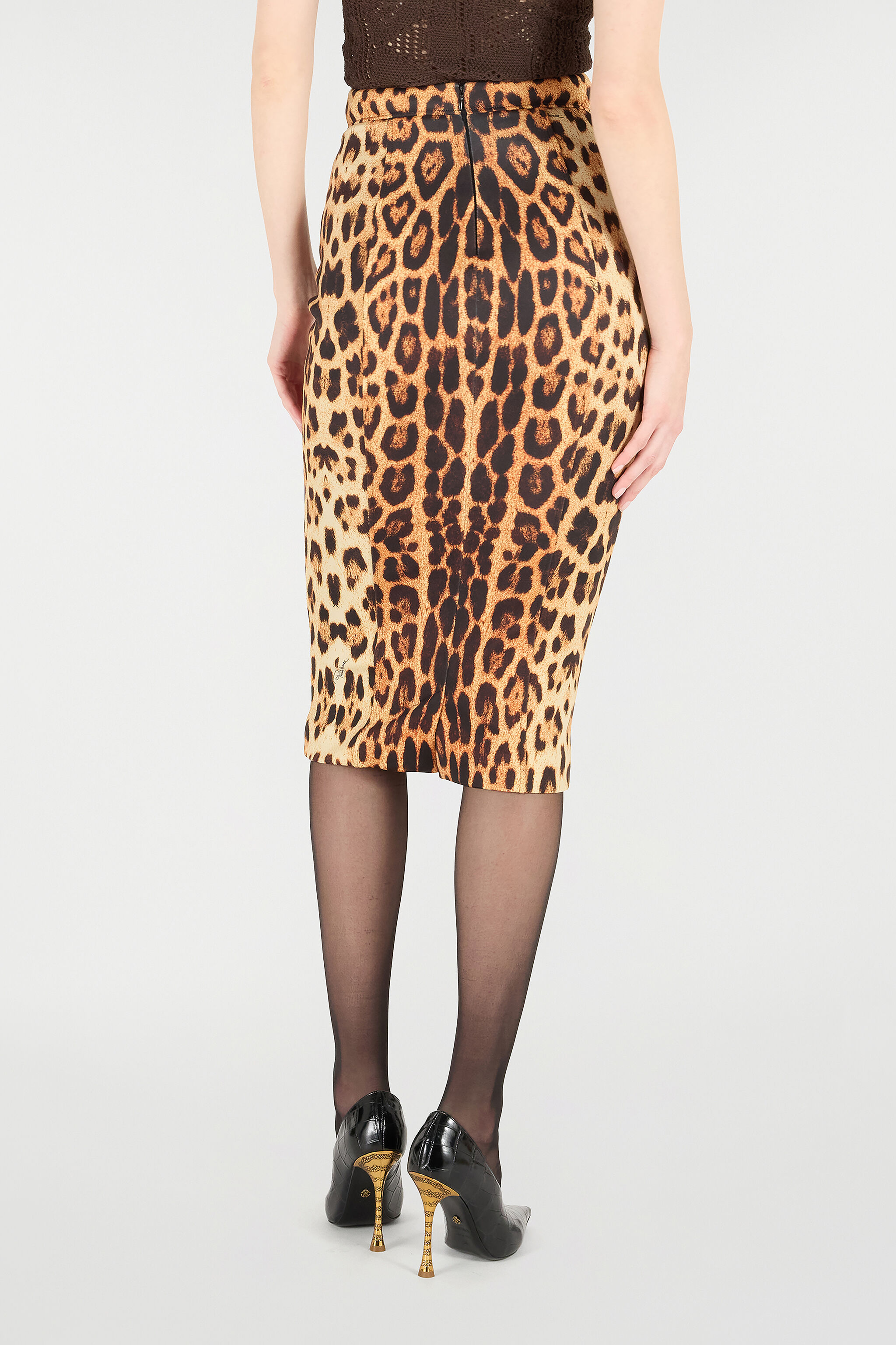 RC Pencil Skirt in Jaguar Skin Print Marrón VKT301-JMP73