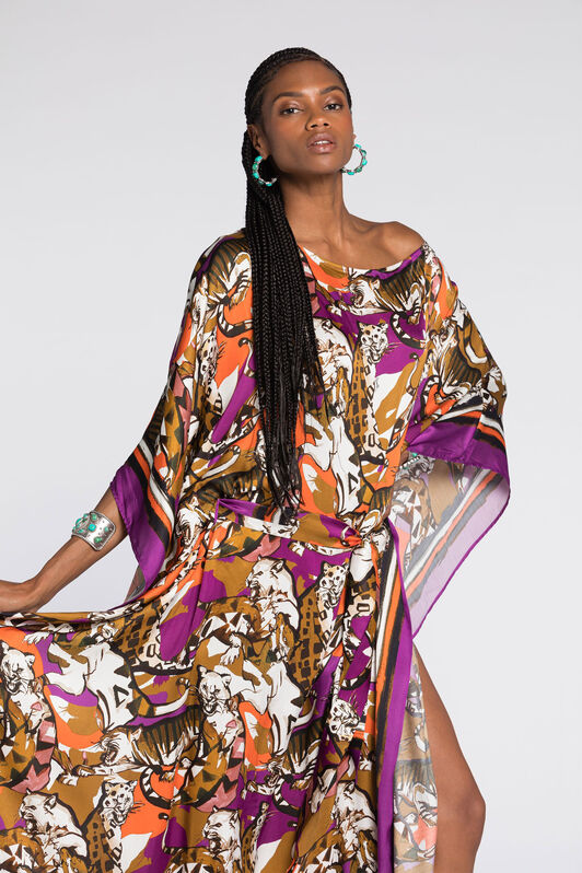 RC Robe-caftan à imprimé félins RC Robe-caftan à imprimé félins Violet RKT180-SZH06