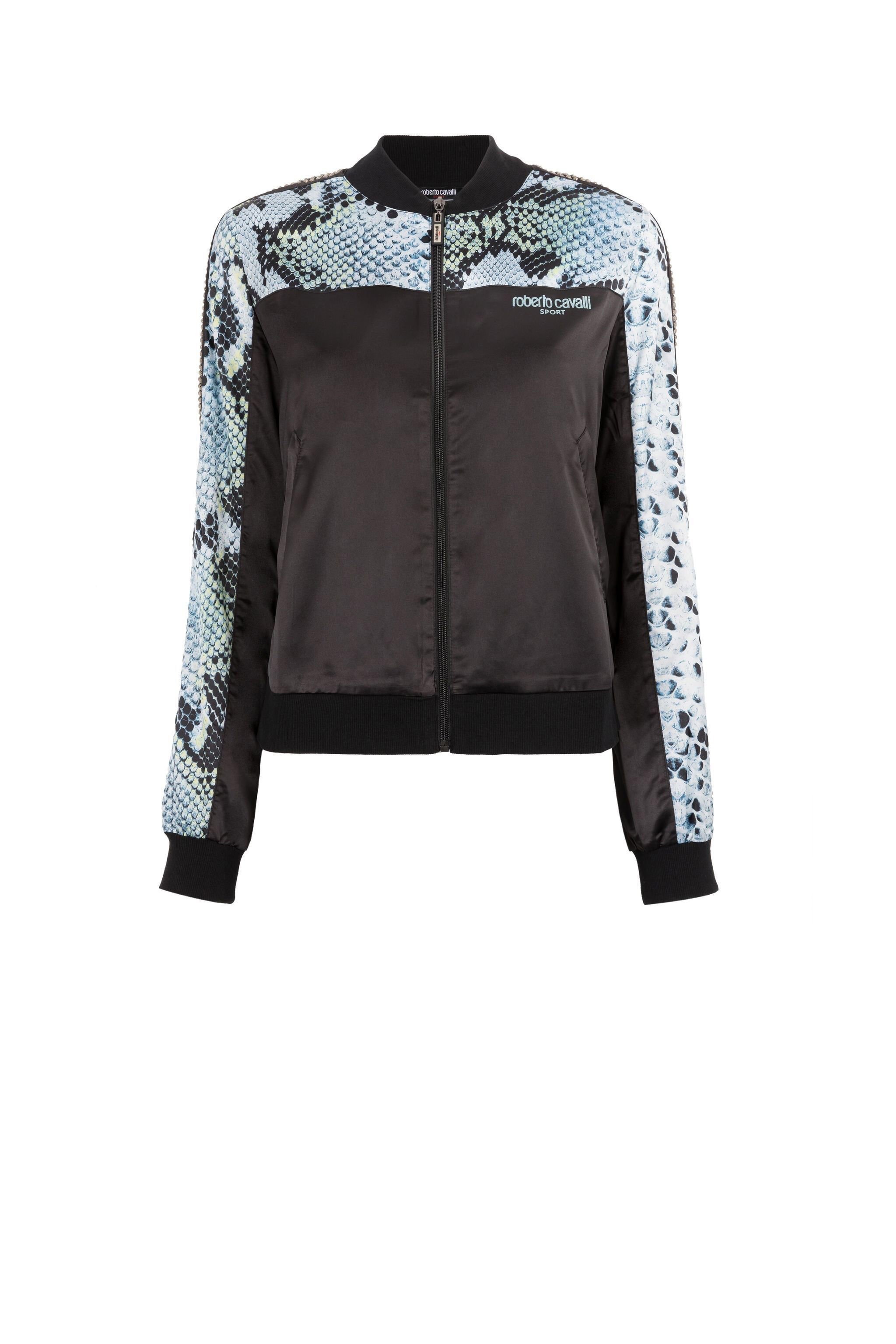 UG Crystal-Embellished Python-Print Track Jacket BLACK JYY01F-RD037