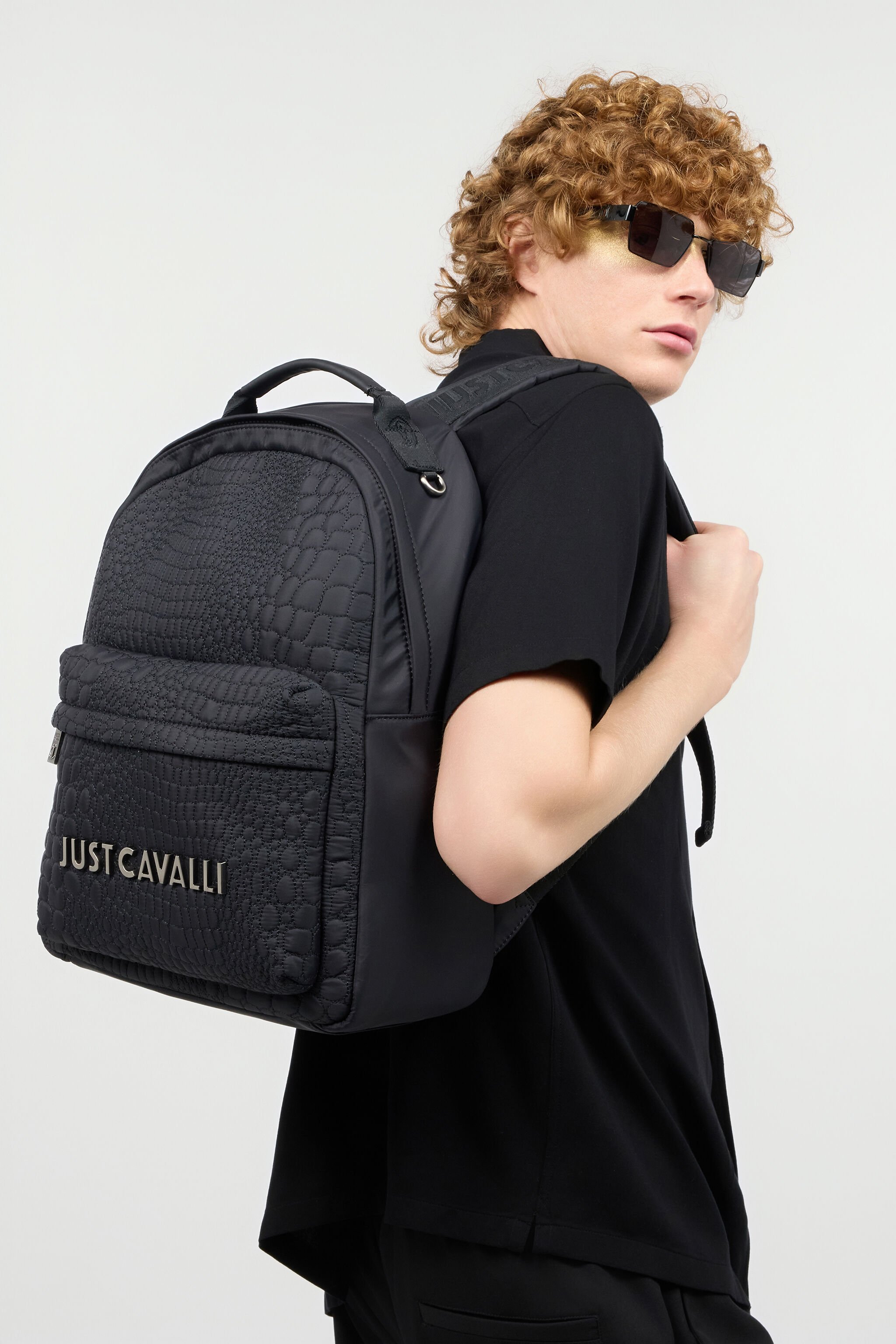 JC Backpack With Crocodile-Effect Design Black UFB002-UF306