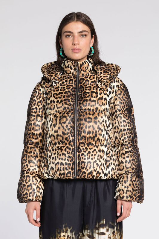 RC Gefütterte Jacke mit Leoparden-Print Hellbraun RKT800-SRH26