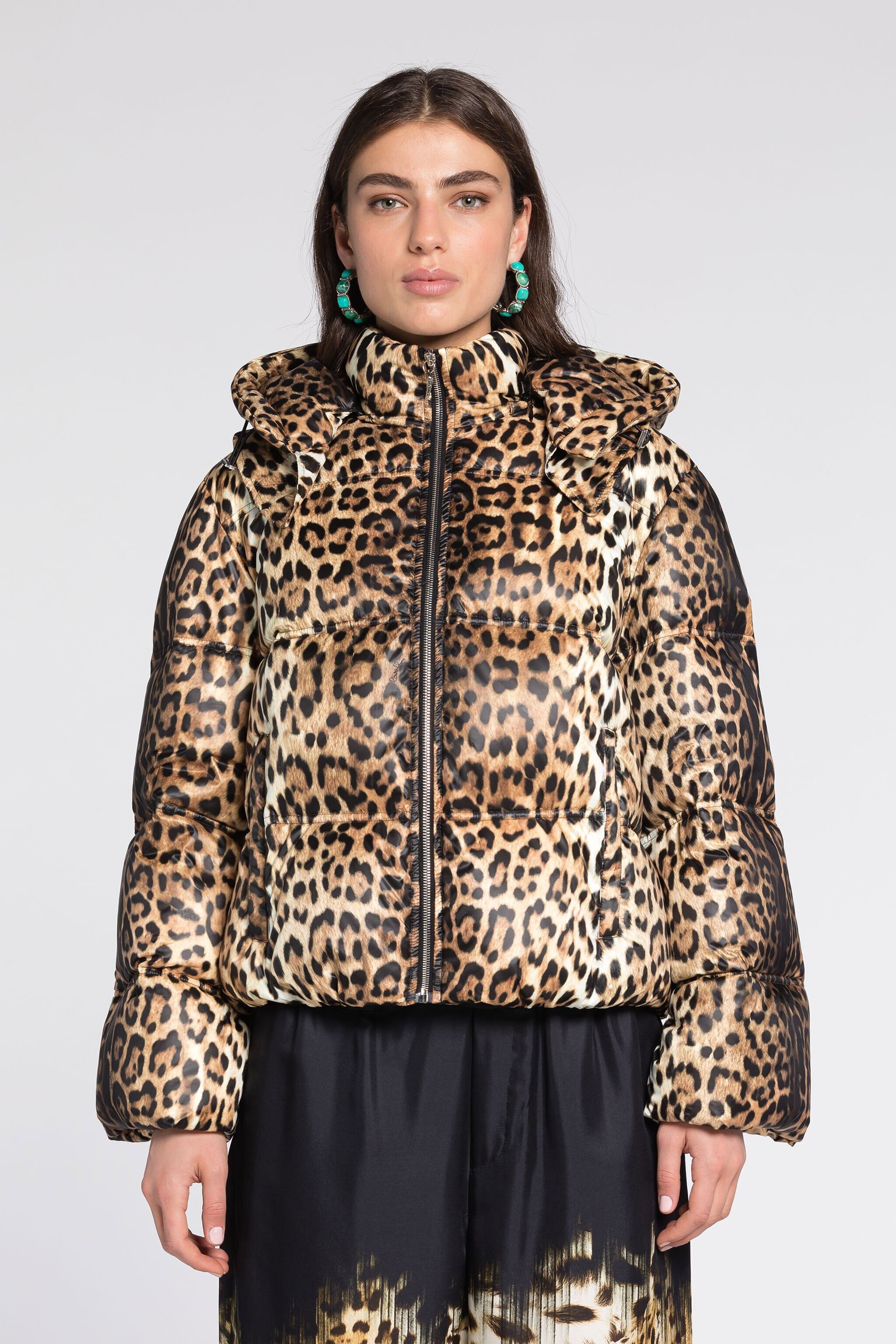 RC Gefütterte Jacke mit Leoparden-Print Hellbraun RKT800-SRH26