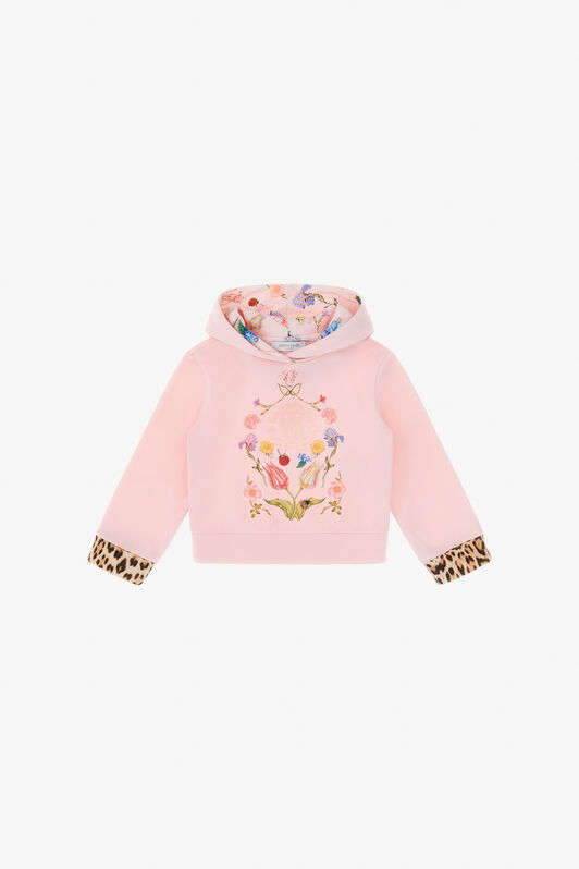 JU Felpa Con Stampa Fiori, Frutti E Jaguar Skin Rosa TJT682-CF050