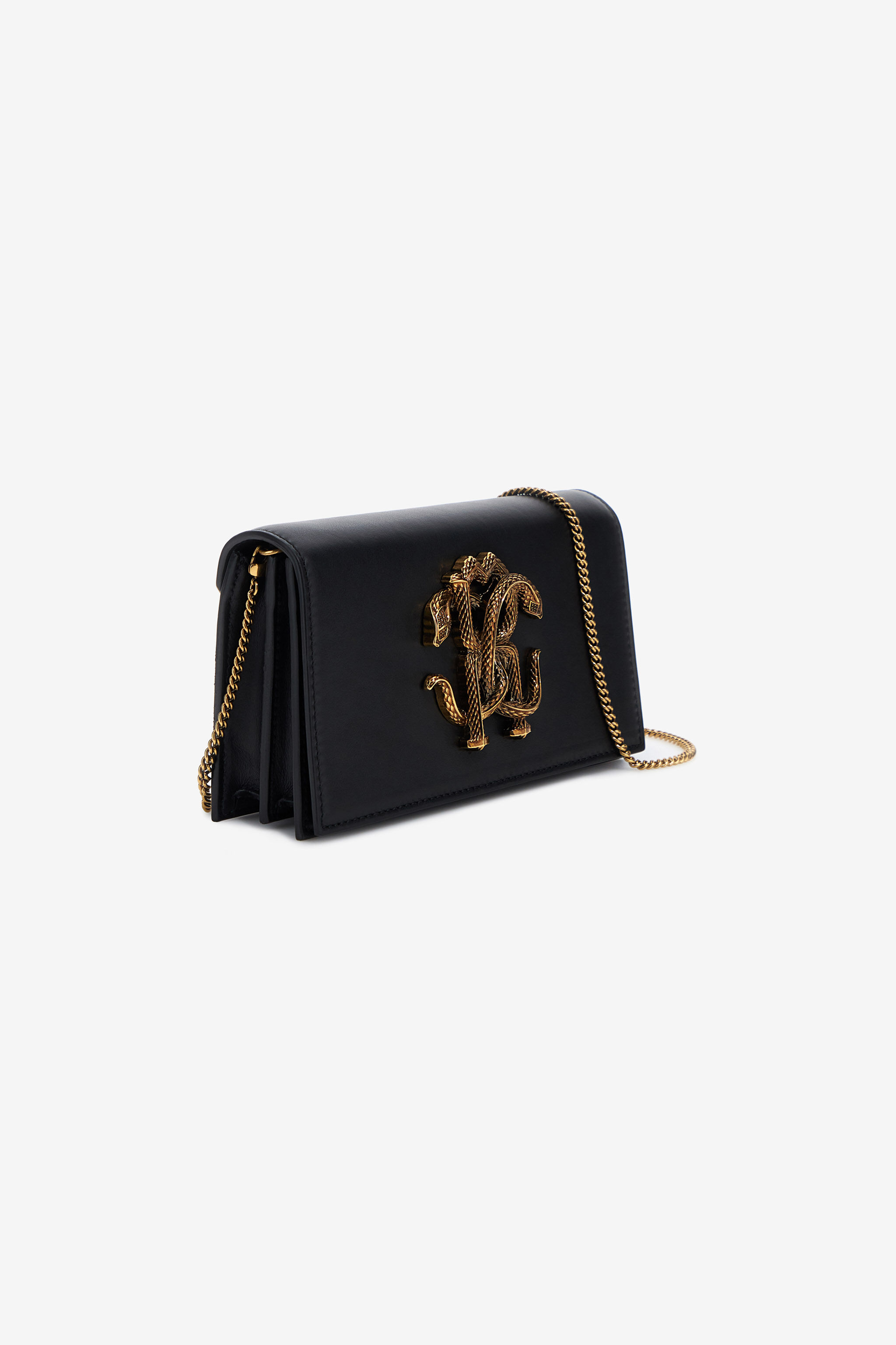 Shoulder bag with Monogram Mirror Snake in Black for Women Roberto Cavalli