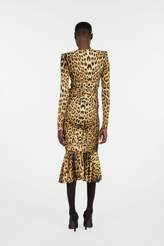 RC Midi Dress with Jaguar Skin Print Brown VWT153-LNQ71
