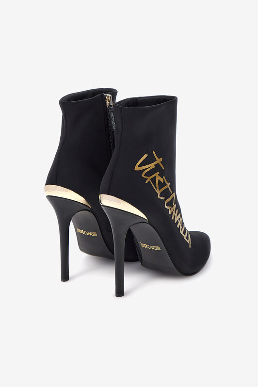 JC Just Cavalli Logo Booties BLACK+GOLD FERRAGNI RKS204-RK569