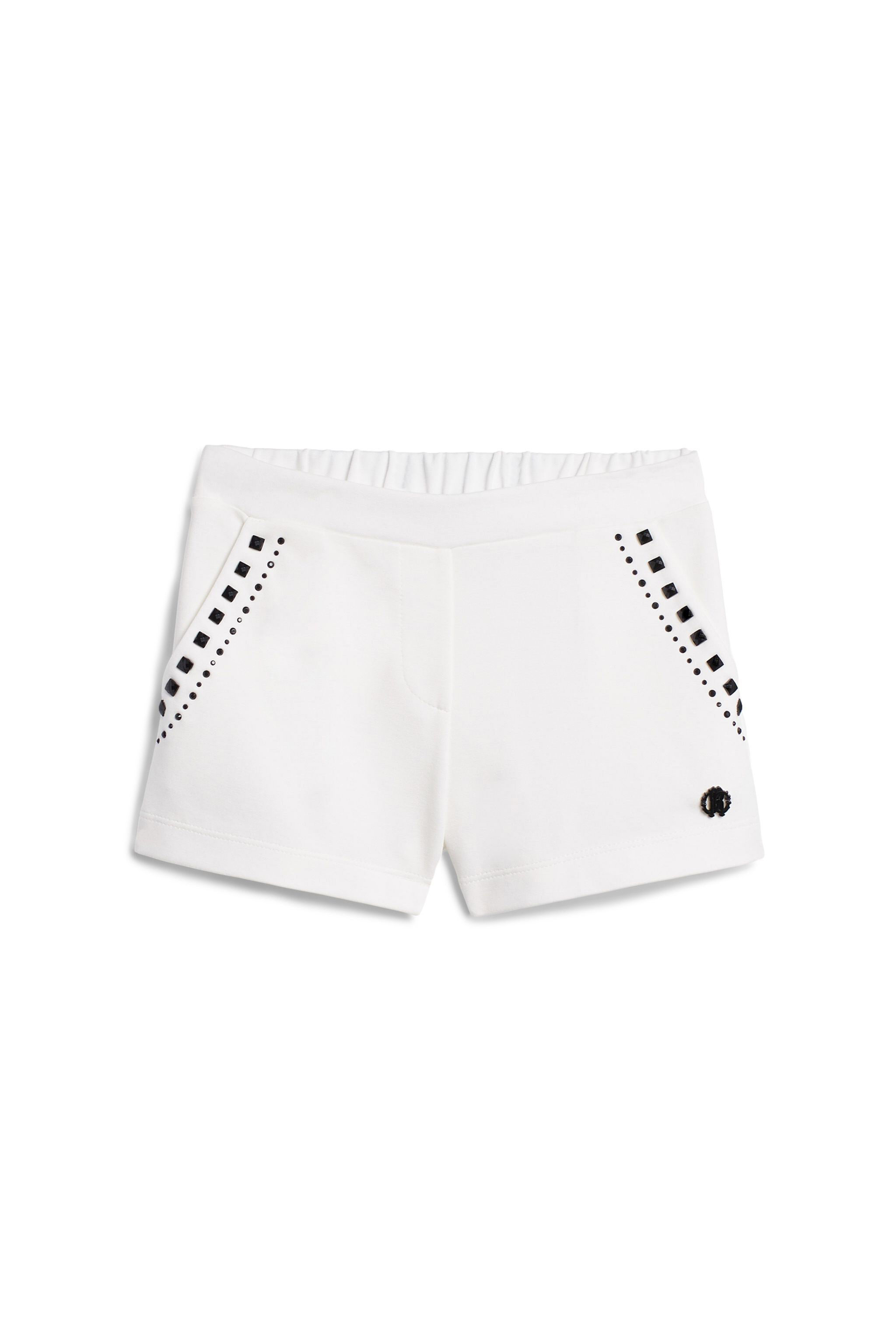 JU White embellished jersey shorts MILKY WHITE IJT217-JT023