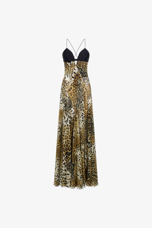RC Long dress Jaguar Skin print Light Brown SKT118-CTG34