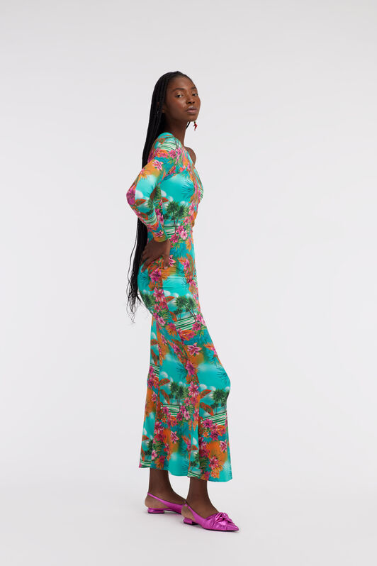 RC One-shoulder long dress with Jungle print RC One-shoulder long dress with Jungle print Light blue SKT124-LNI84