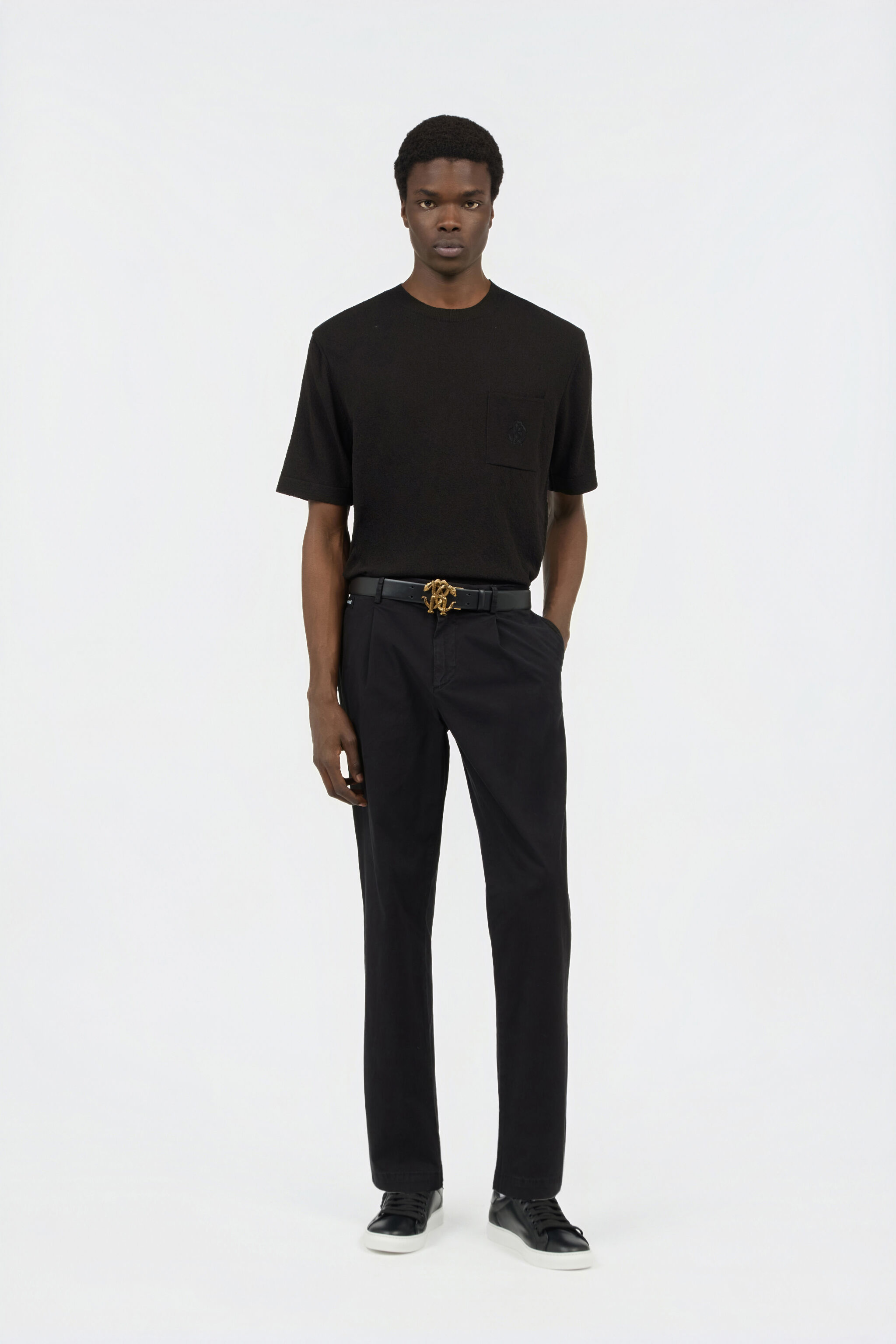 RC T-shirt en Maille Noir avec Monogram RC RC T-shirt en Maille Noir avec Monogram RC BLACK SOT60A-AI008