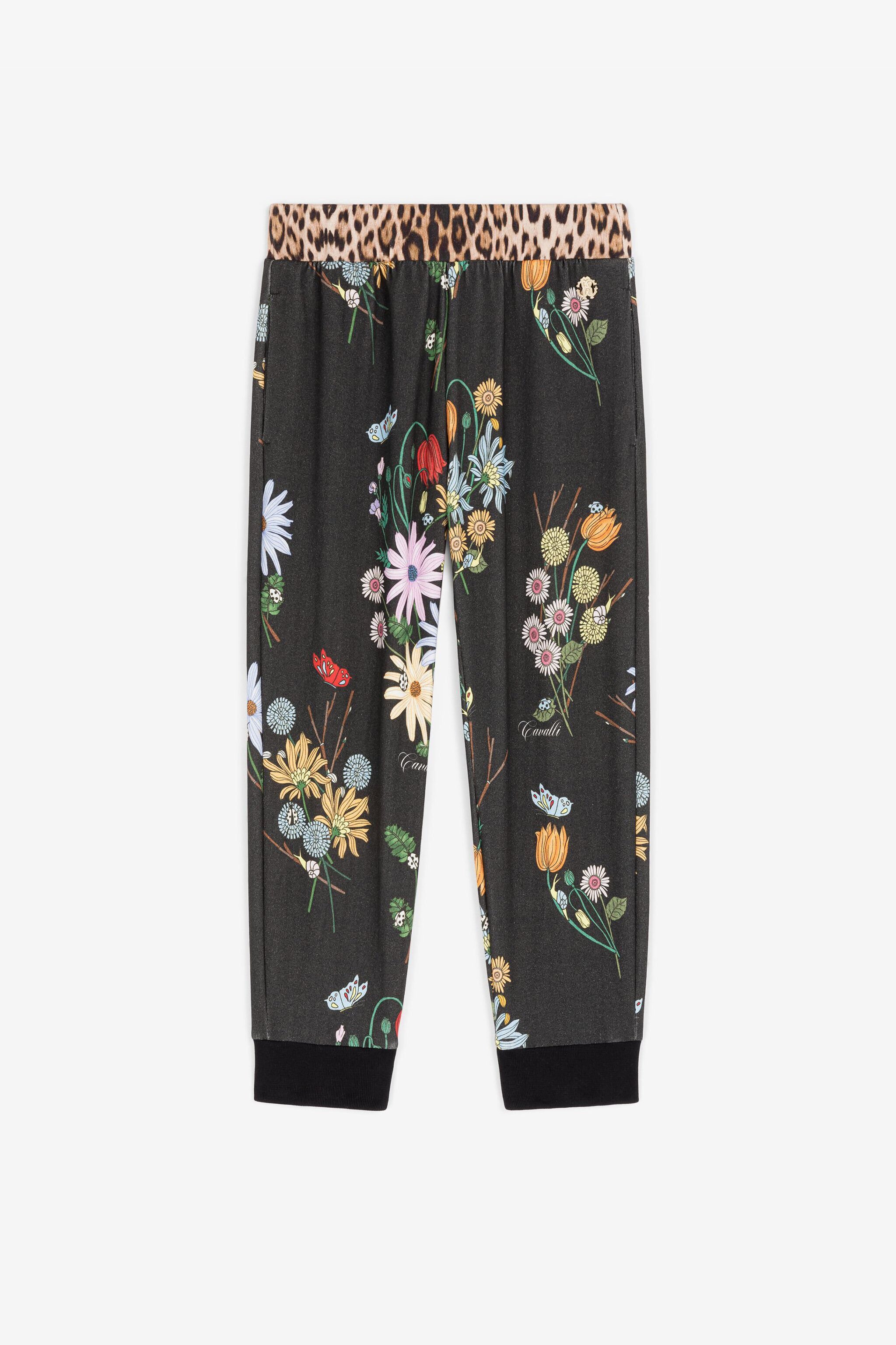 JU Floral And Leopard-Print Sweatpants Black RJT20Z-5OH92