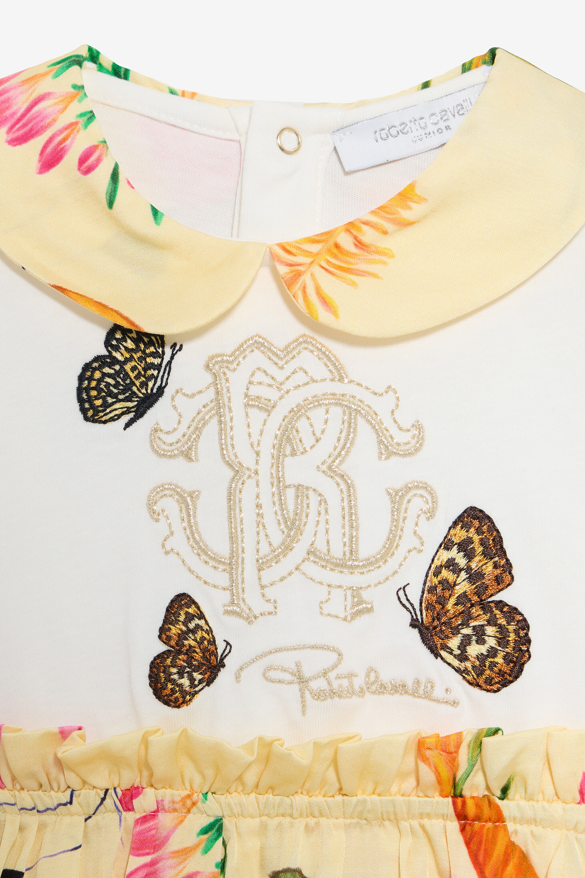 JU Milk White and Yellow Dress with Tropical Print MILKY WHITE/YELLOW VJT102-JD001