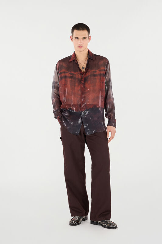 RC Silk Blend Shirt with Garment-Dyed Effect Black/Red VNT725-HXP69