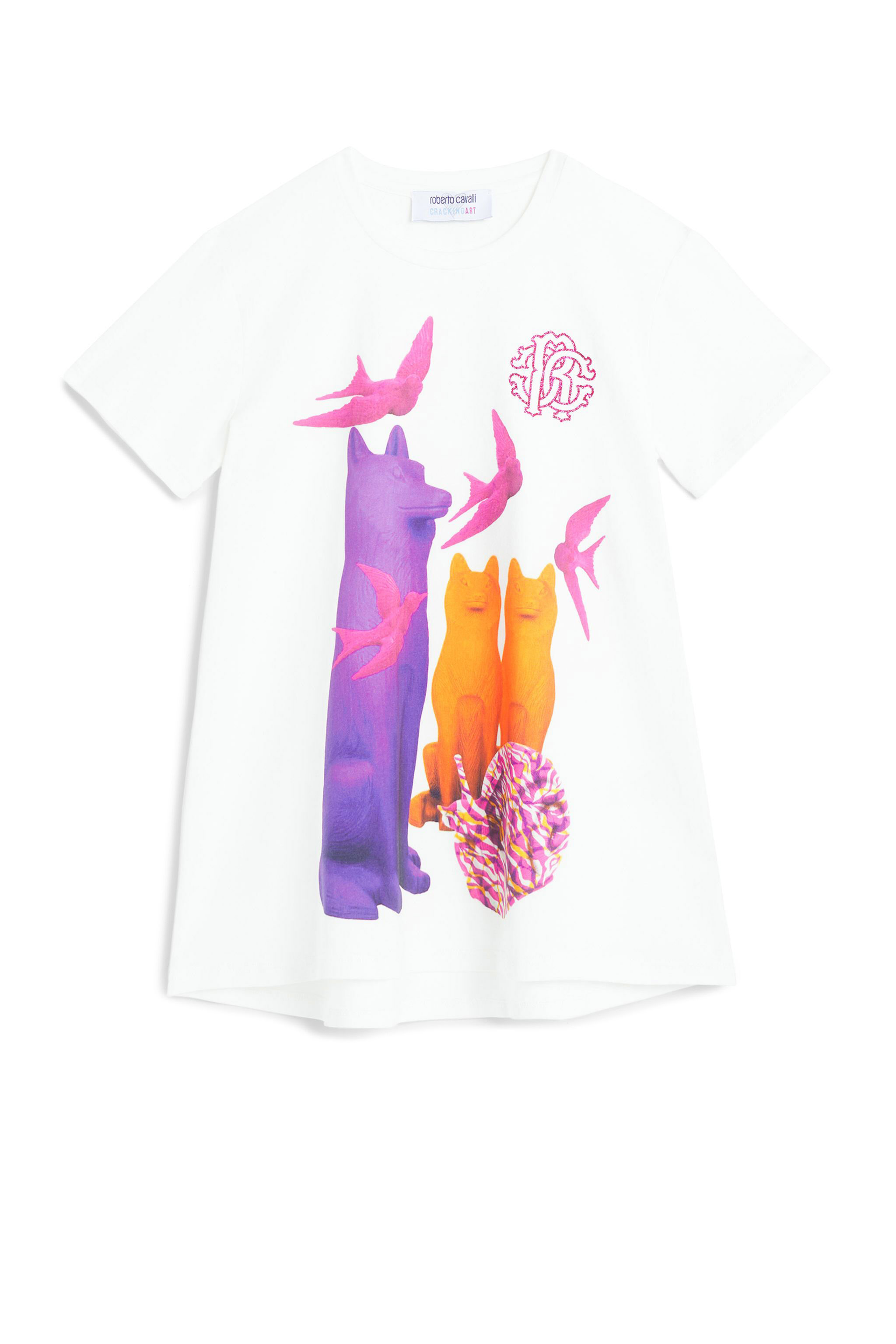JU Wolf print glitter logo T-shirt MILKY WHITE JJT629-JV025
