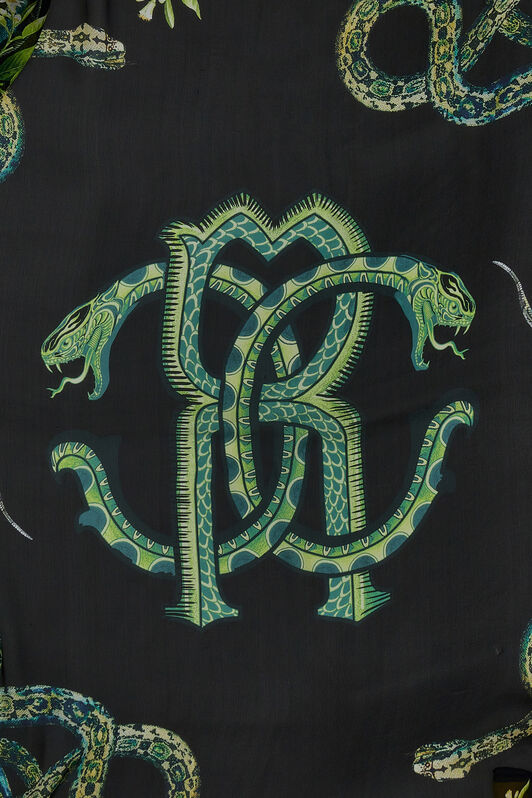 RC Roberto Cavalli shawl with Lemon print Noir SYI00G-2NL58