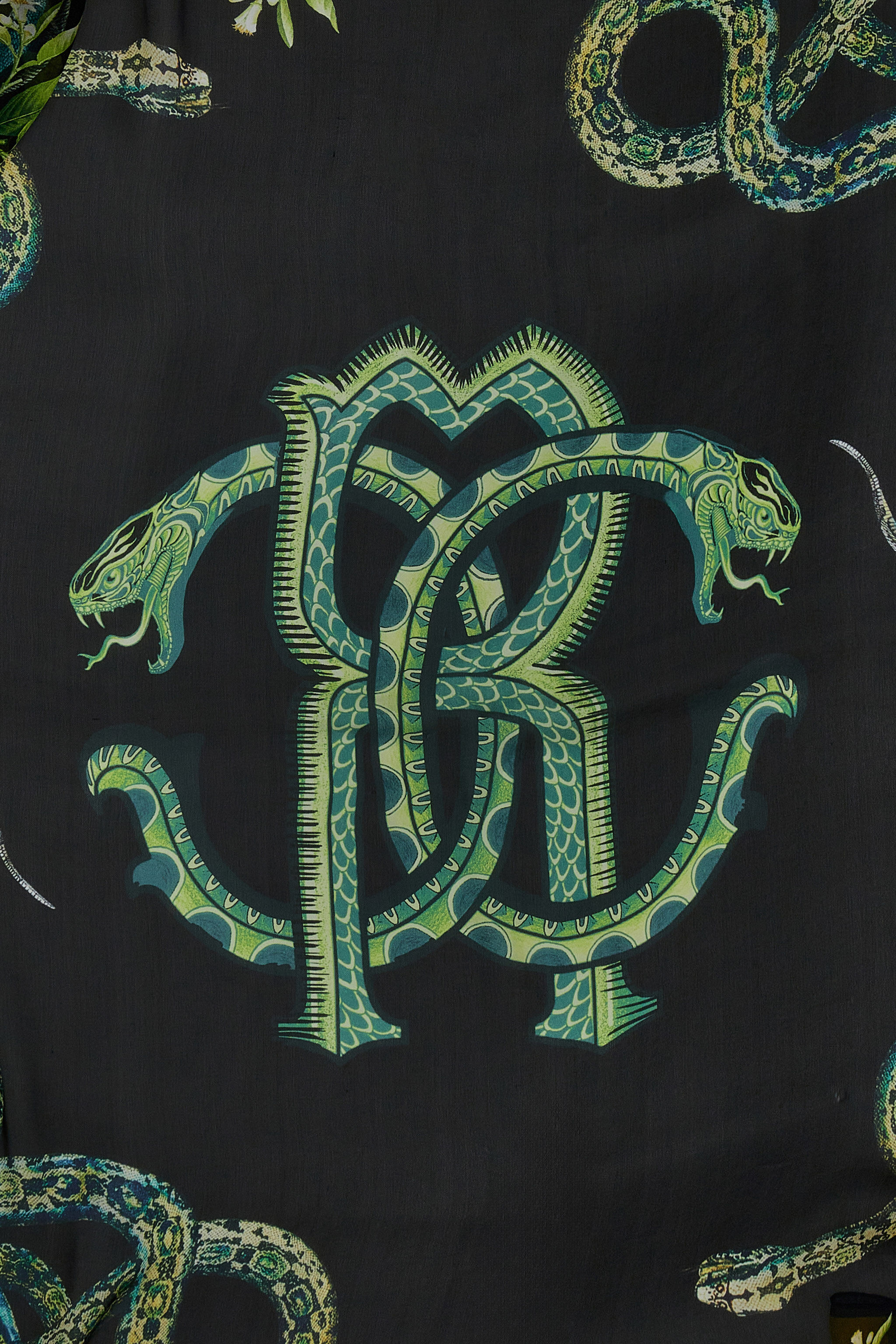 RC Roberto Cavalli shawl with Lemon print Noir SYI00G-2NL58