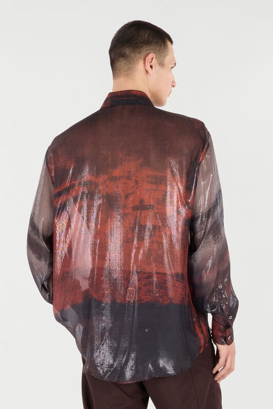 RC Silk Blend Shirt with Garment-Dyed Effect Black/Red VNT725-HXP69