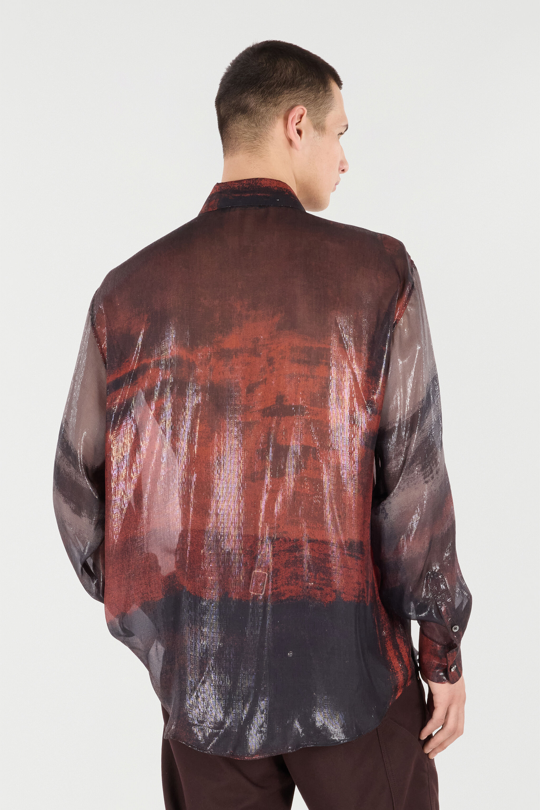 RC Silk Blend Shirt with Garment-Dyed Effect Black/Red VNT725-HXP69
