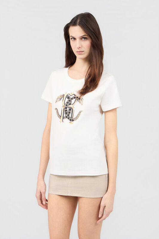 RC Elfenbeinfarbenes T-Shirt mit Logo IVORY SOT60F-1H003