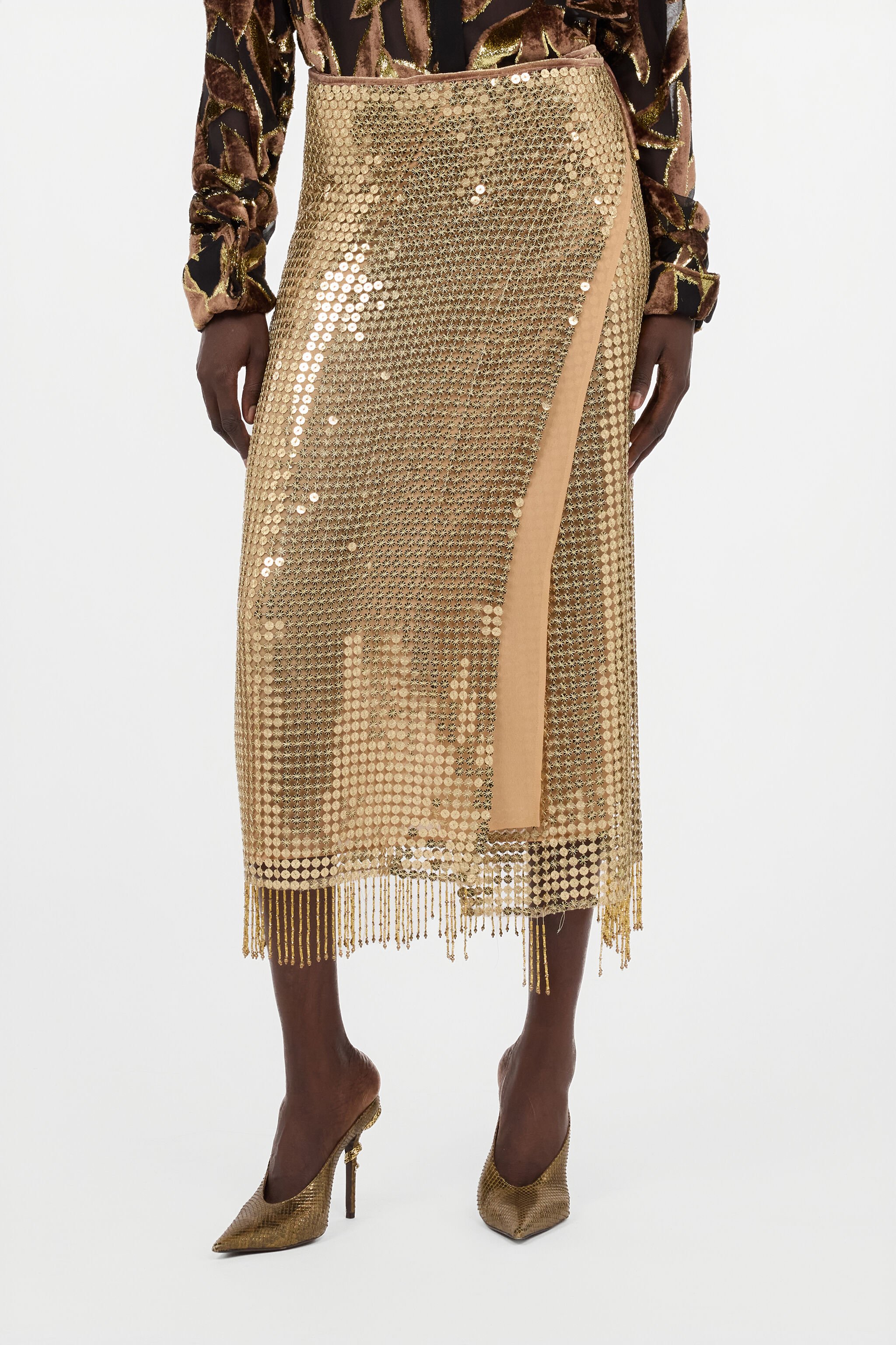 RC Gonna Midi Oro Con Paillettes GOLD WWR305-TR007