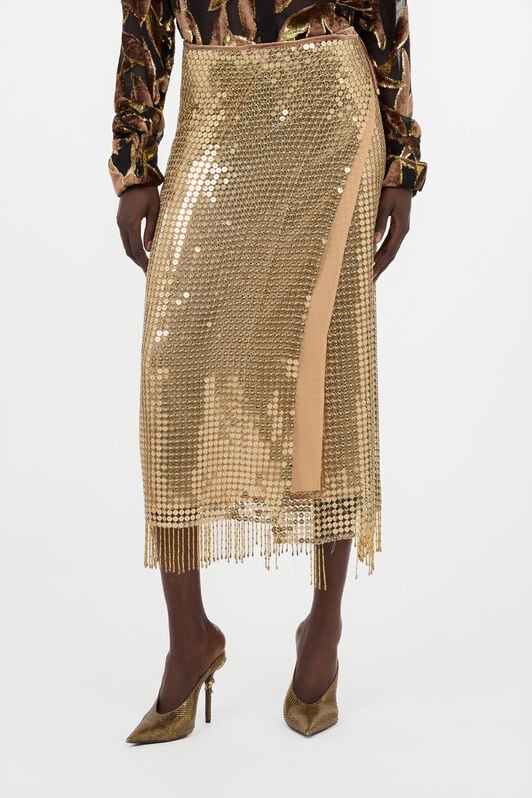 RC Gonna Midi Oro Con Paillettes GOLD WWR305-TR007