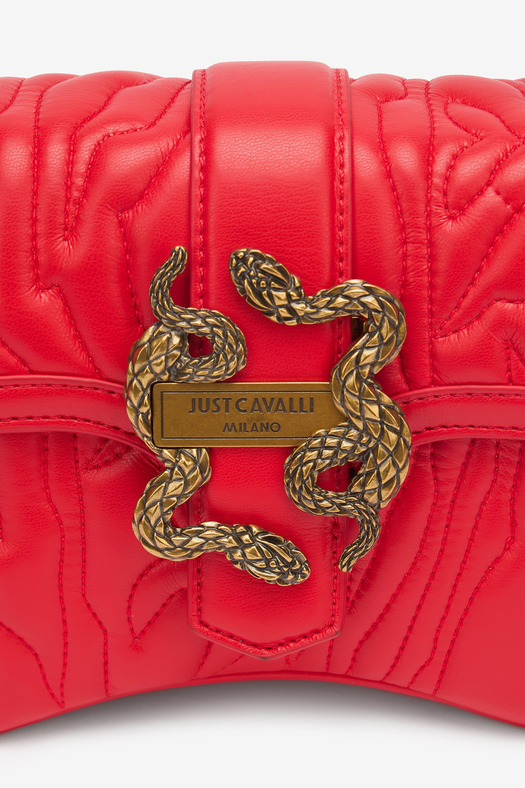 JC Bolso Bandolera Con Pespuntes Y Mirror Snake Rojo UFB028-UF397