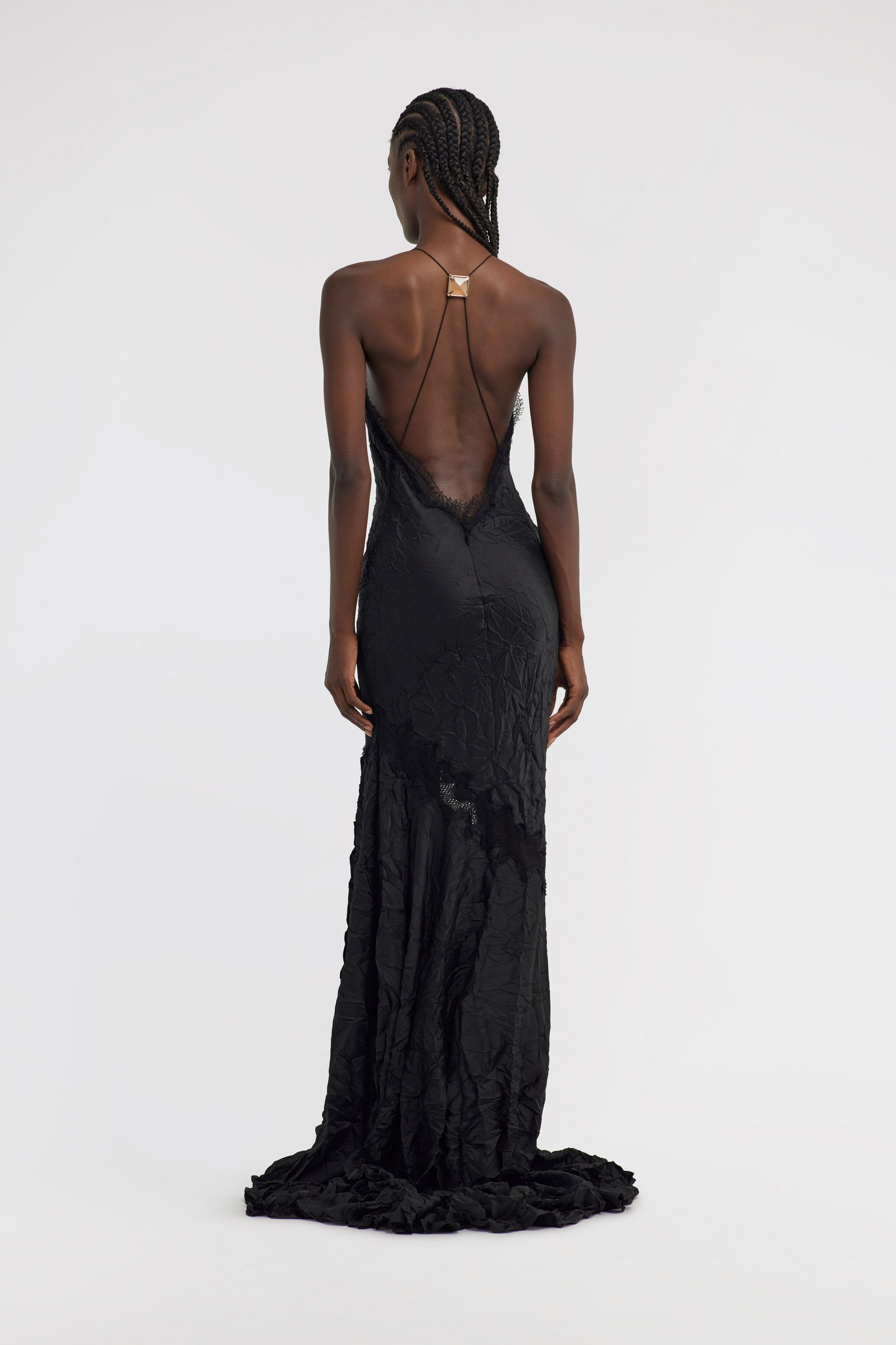 RC Crumpled long dress Black TWT107-RD034