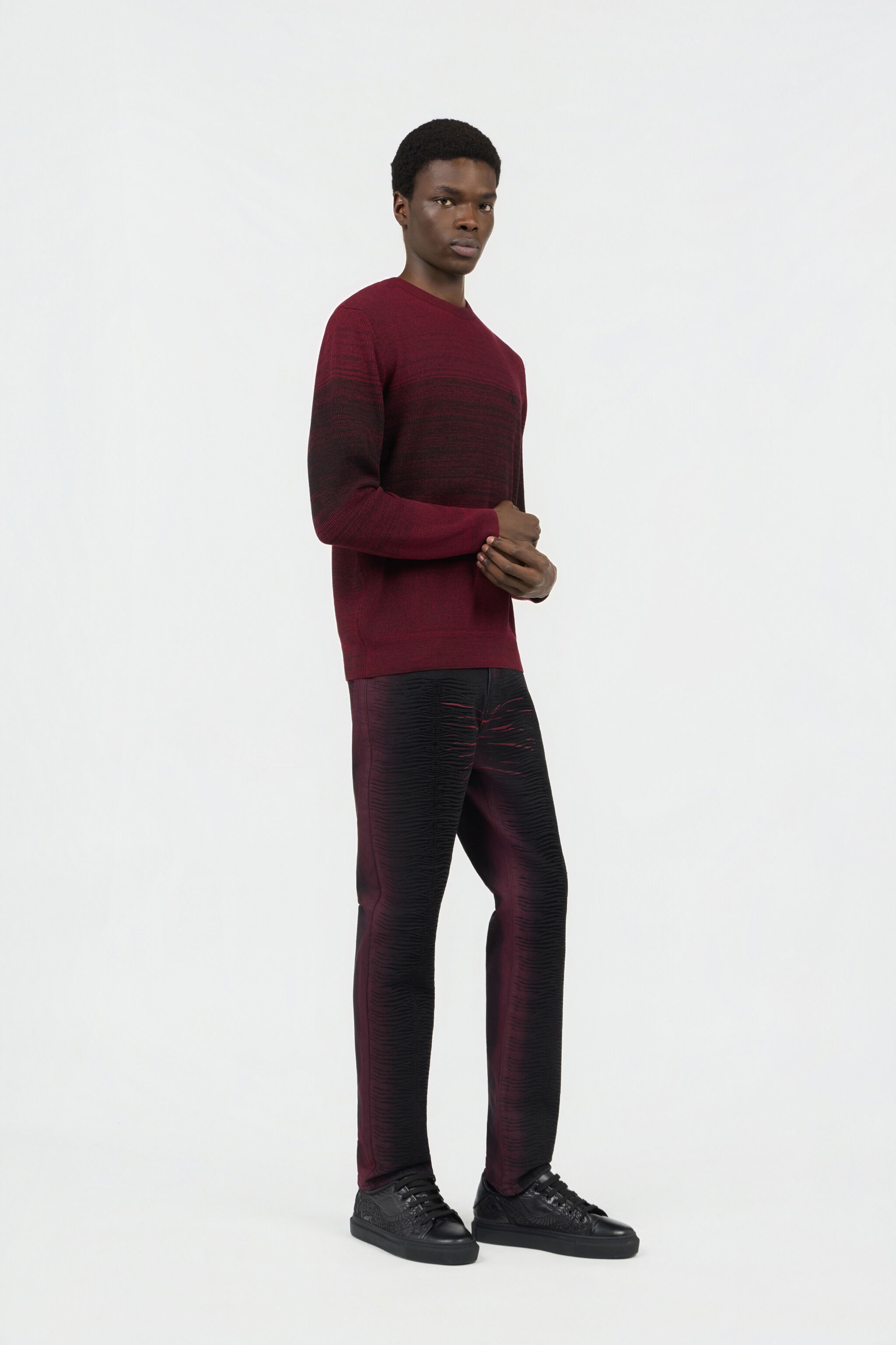 RC Pull En Coton Dégradé Bordeaux RED/BLACK SOM60A-MG001