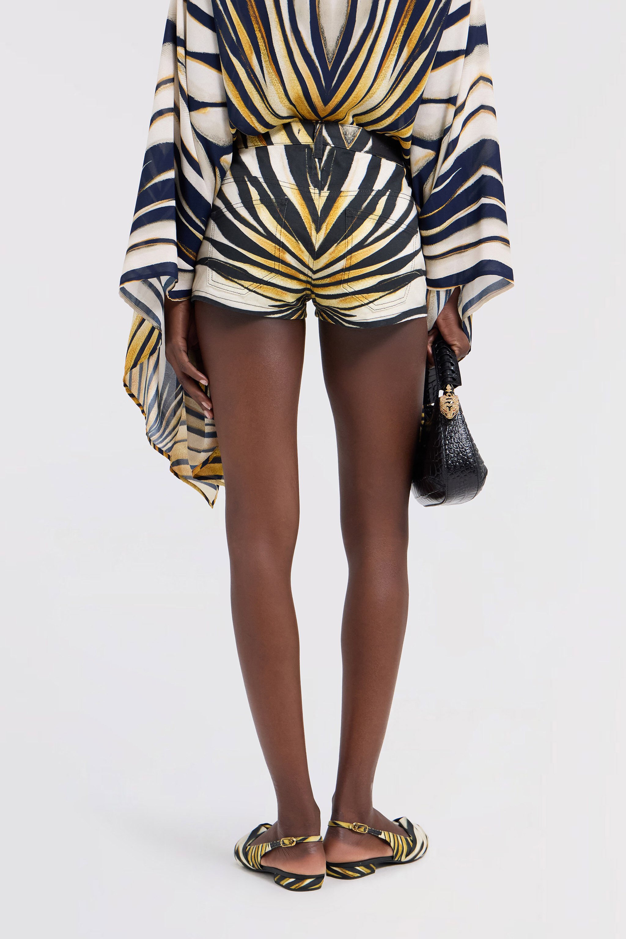 RC Ray Of Gold Print Cotton Shorts Gold TKJ204-DAM33
