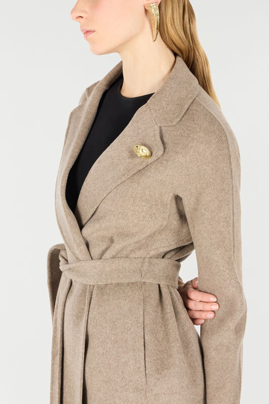 RC Brown Wool Cashmere Coat TORTORA MELANGE OOT50A-WH016