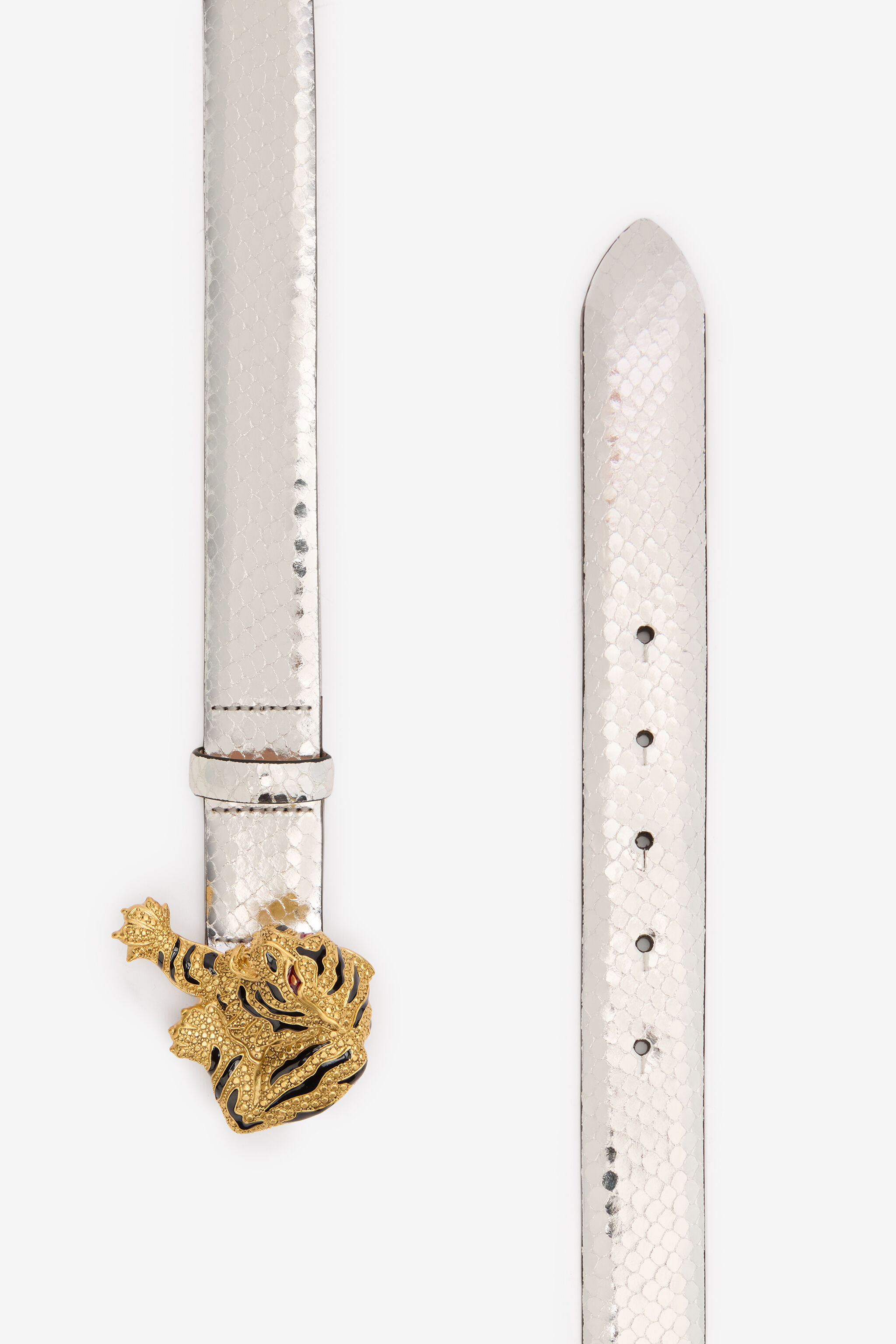 RC Belt with Snake Print and Jewel Tiger Detail Silver TKC002-PZ579