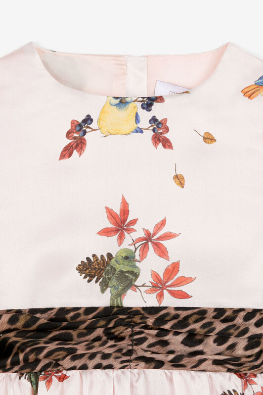 JU Bird And Leopard-Print Silk Dress JU Bird And Leopard-Print Silk Dress Pink RJT10U-2NH91