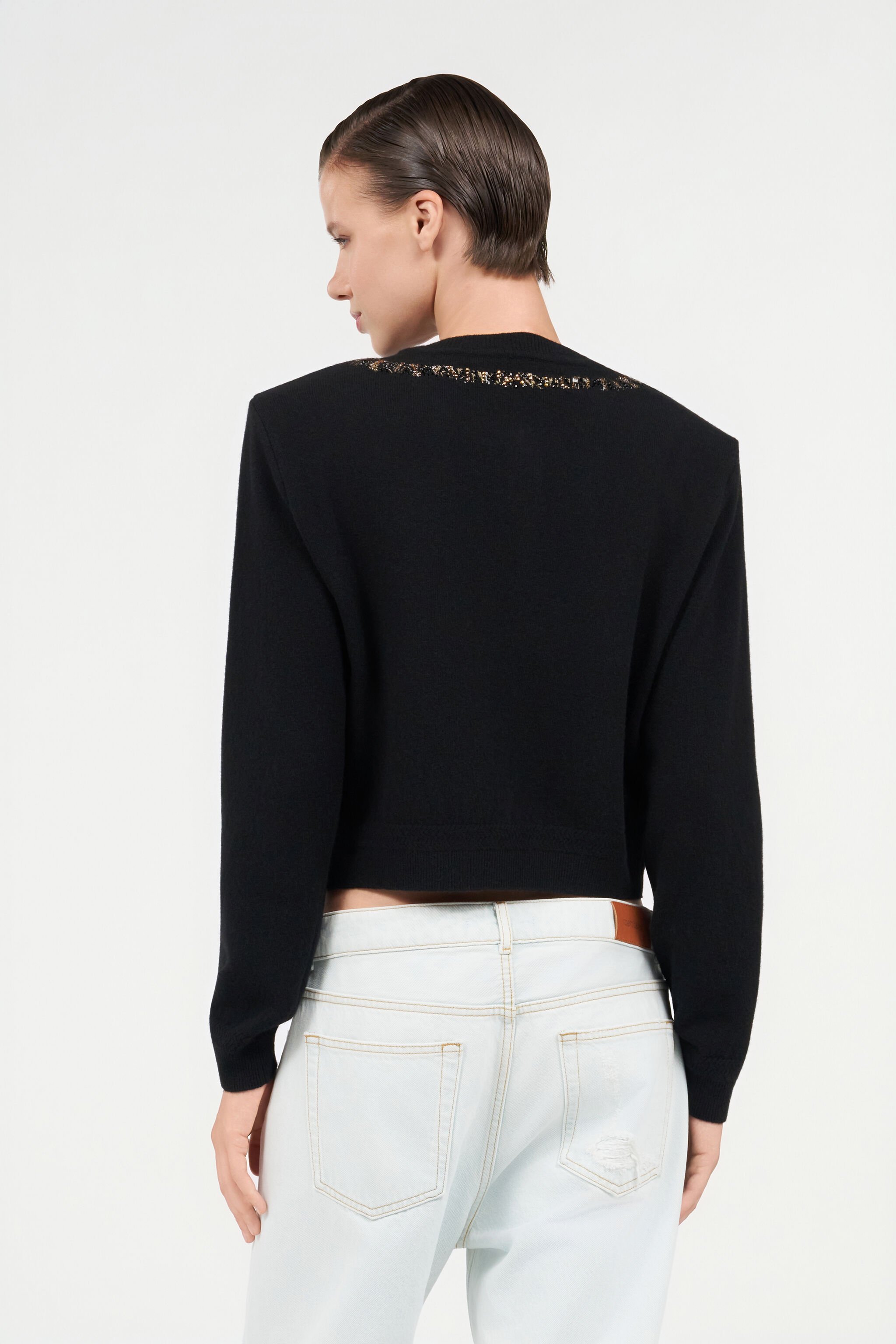 RC Wool Cardigan with Tiger Embroidery RC Wool Cardigan with Tiger Embroidery BLACK WKM902-MQ014