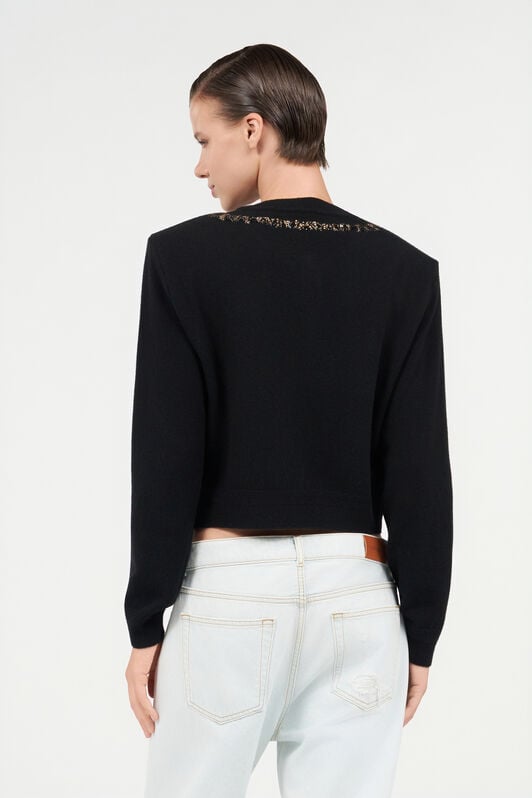 RC Wool Cardigan with Tiger Embroidery RC Wool Cardigan with Tiger Embroidery BLACK WKM902-MQ014