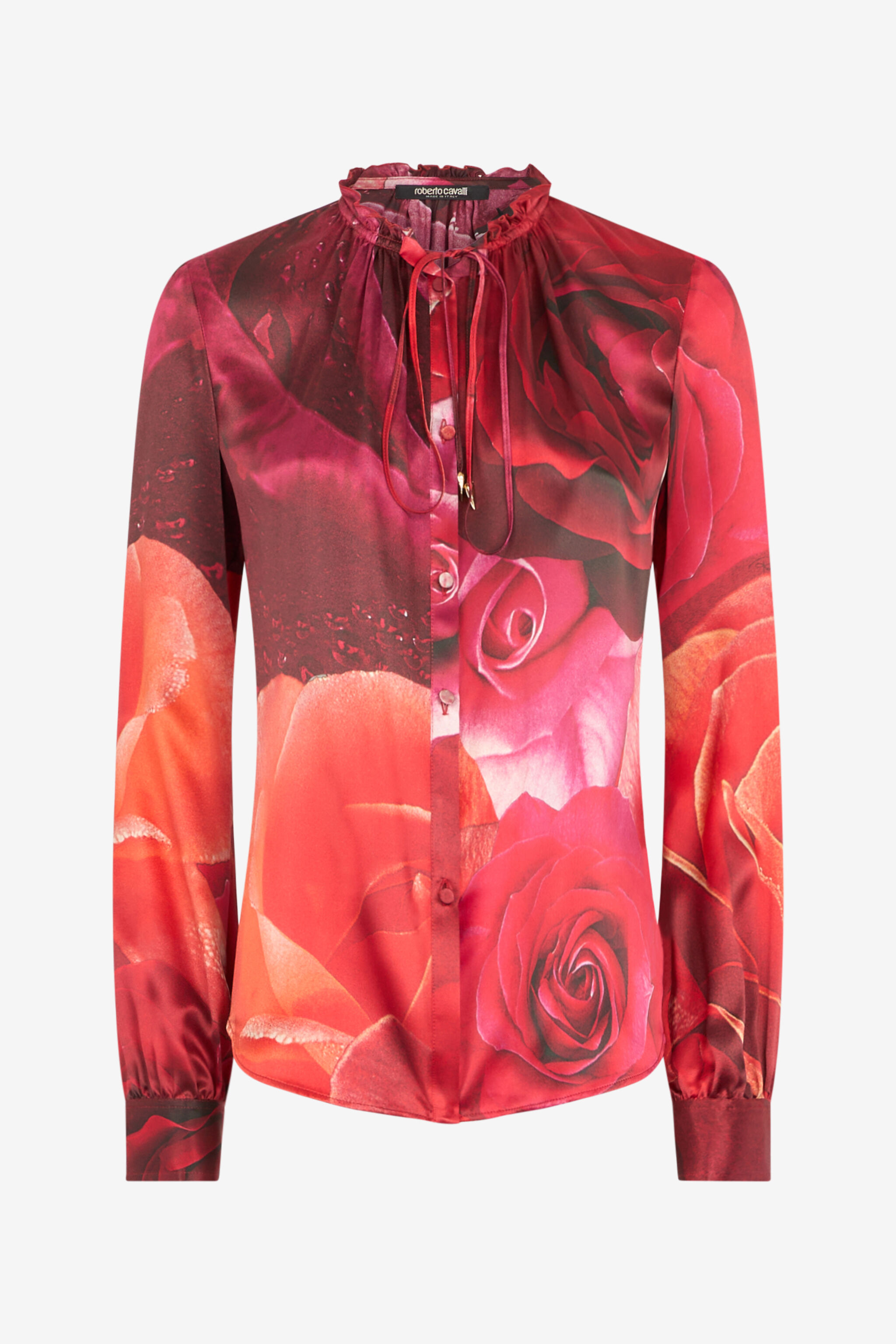 RC Camicia In Seta Con Stampa Rose Rosso UKT702-RYN48