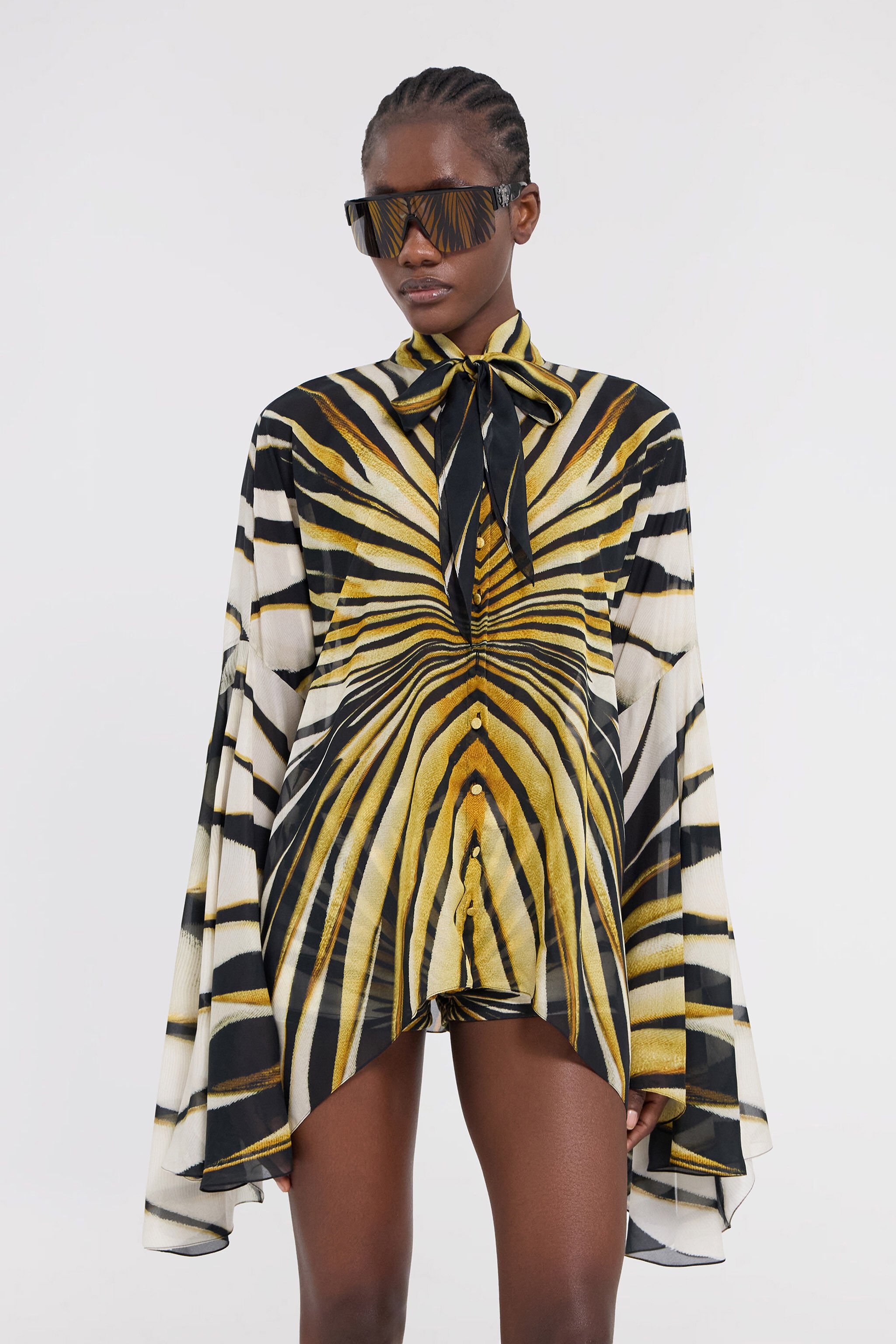 RC Chemise En Soie Imprimé Ray of Gold Or TKT701-CTM33